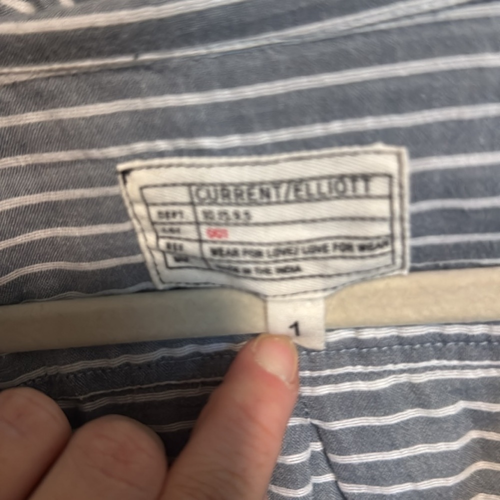 Current/Elliott Blue Striped Shirt size 1 - Picture 2 of 6